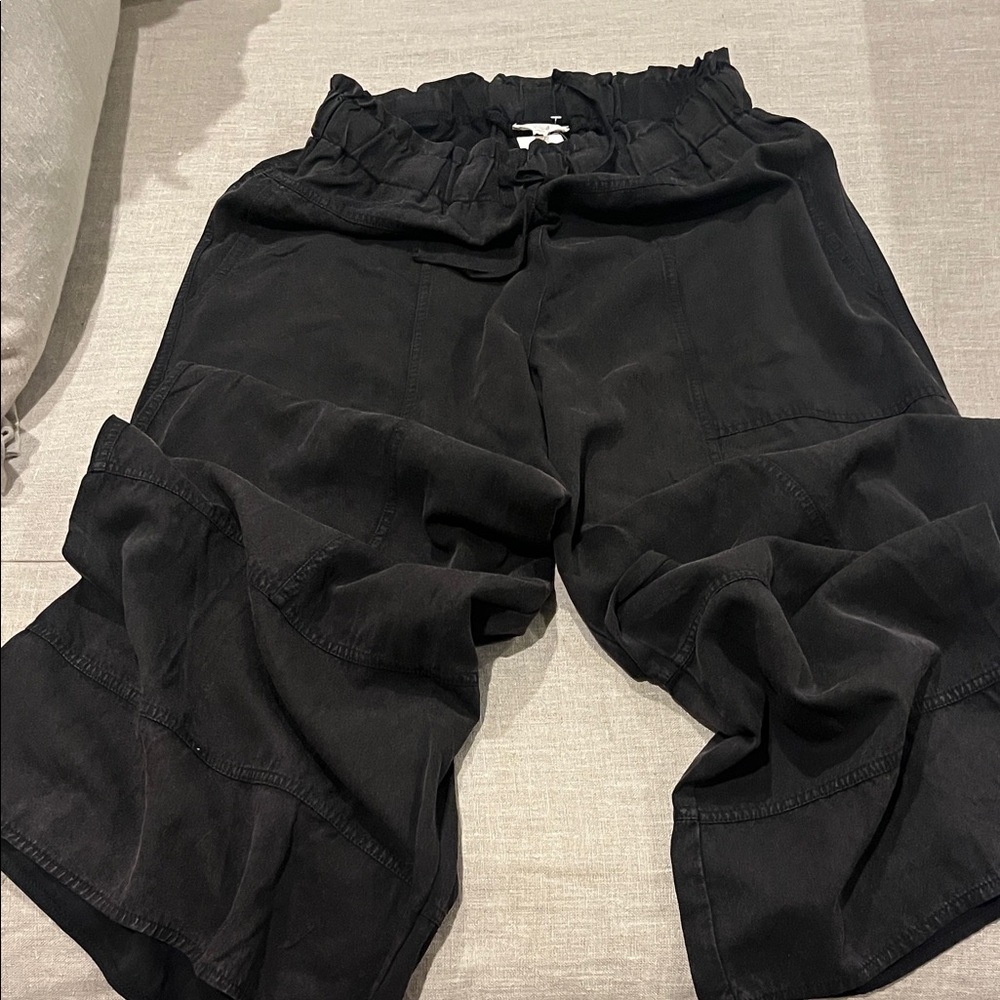 Easel Black Mineral Wash Tie Pants